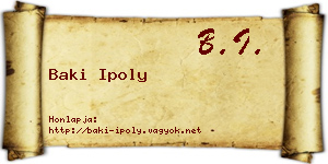 Baki Ipoly névjegykártya